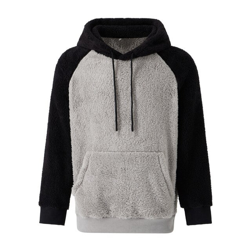 Warm hooded fleece wool men's sweatshirt